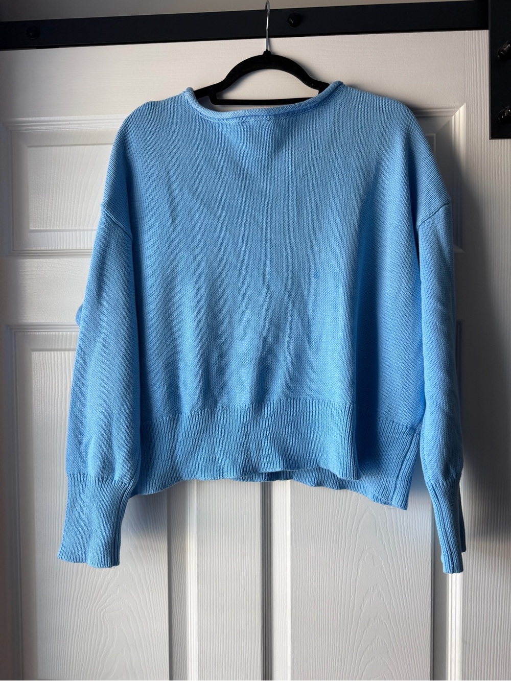 CeCe Light Blue Roll Neck Crewneck Women's Sweater size Large 100% Cotton - Picture 2 of 9